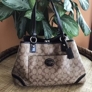 Coach Heritage Classic Shoulder Purse Bag Brown Logo Toggle Center Closure